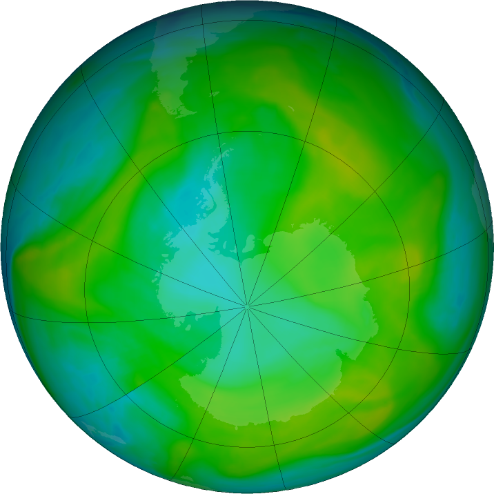 Antarctic ozone map for 08 December 2017